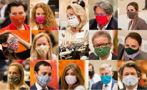Parlamentarier tragen Schutzmaske bei der Nationalratssitzung am 22.04.2020