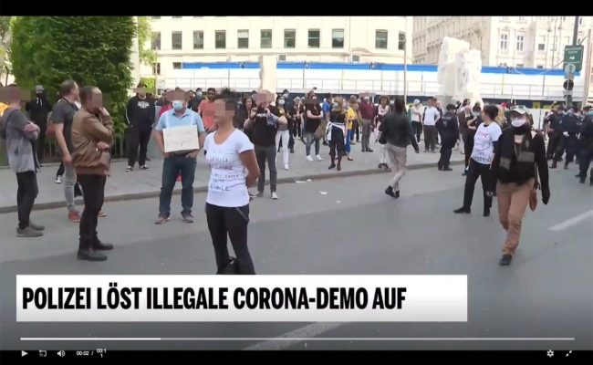 Aktivistin bei Corona-Demo im Video von oe24.TV