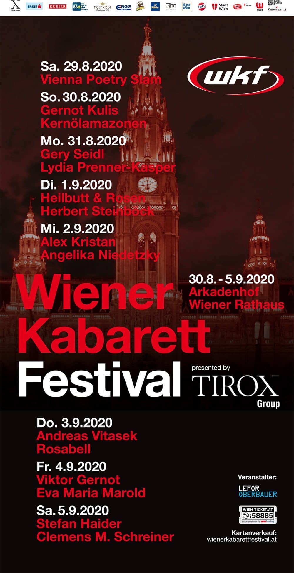 Grandiose Künstler beim Wiener Kabarettfestival 2020 im Arkadenhof vom Rathaus