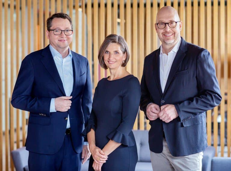 ProSiebenSat.1 Vorstand Rainer Beaujean, Christine Scheffler und Wolfgang Link