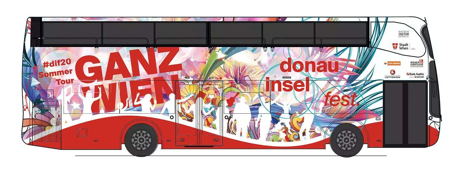 Der #dif20 Tourbus bringt täglich Pop-up-Acts in die Wiener Bezirke