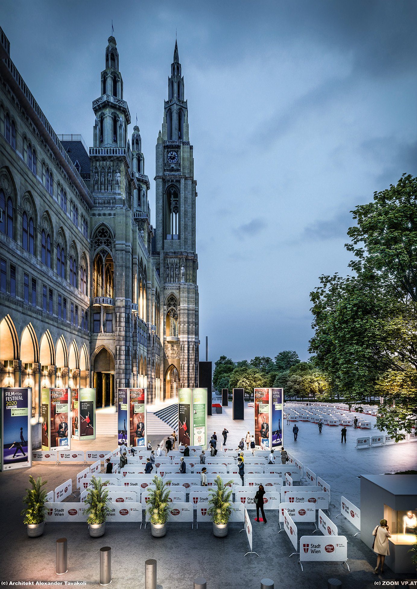 Film Festival Rathausplatz 2020 Raumkonzept | © zoomvp Speziell auf die Corona-Krise zugeschnittenes Raumkonzept für das Film Festival am Rathausplatz 2020