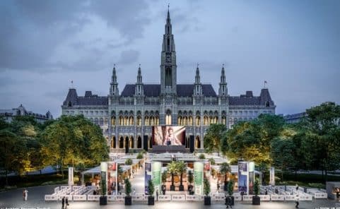 Speziell auf die Corona-Krise zugeschnittenes Raumkonzept für das Film Festival am Rathausplatz 2020