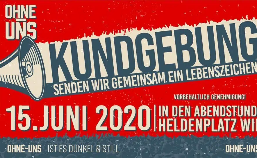 Veranstaltungsdienstleister geben eine Kundgebung am 15.06.2020 am Wiener Heldenplatz