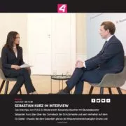 Interview von Puls 4 Journalistin Alexandra Wachter mit Kanzler Sebastian Kurz