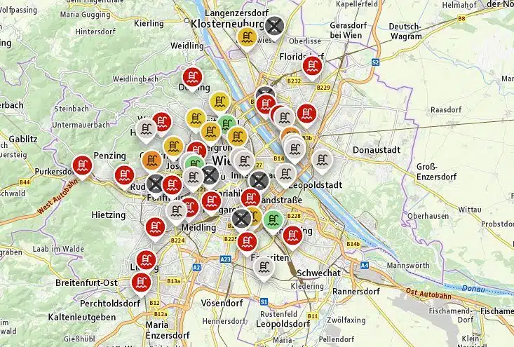 Wiener Bäder Bäderampel-Anzeige vom 5. Juli