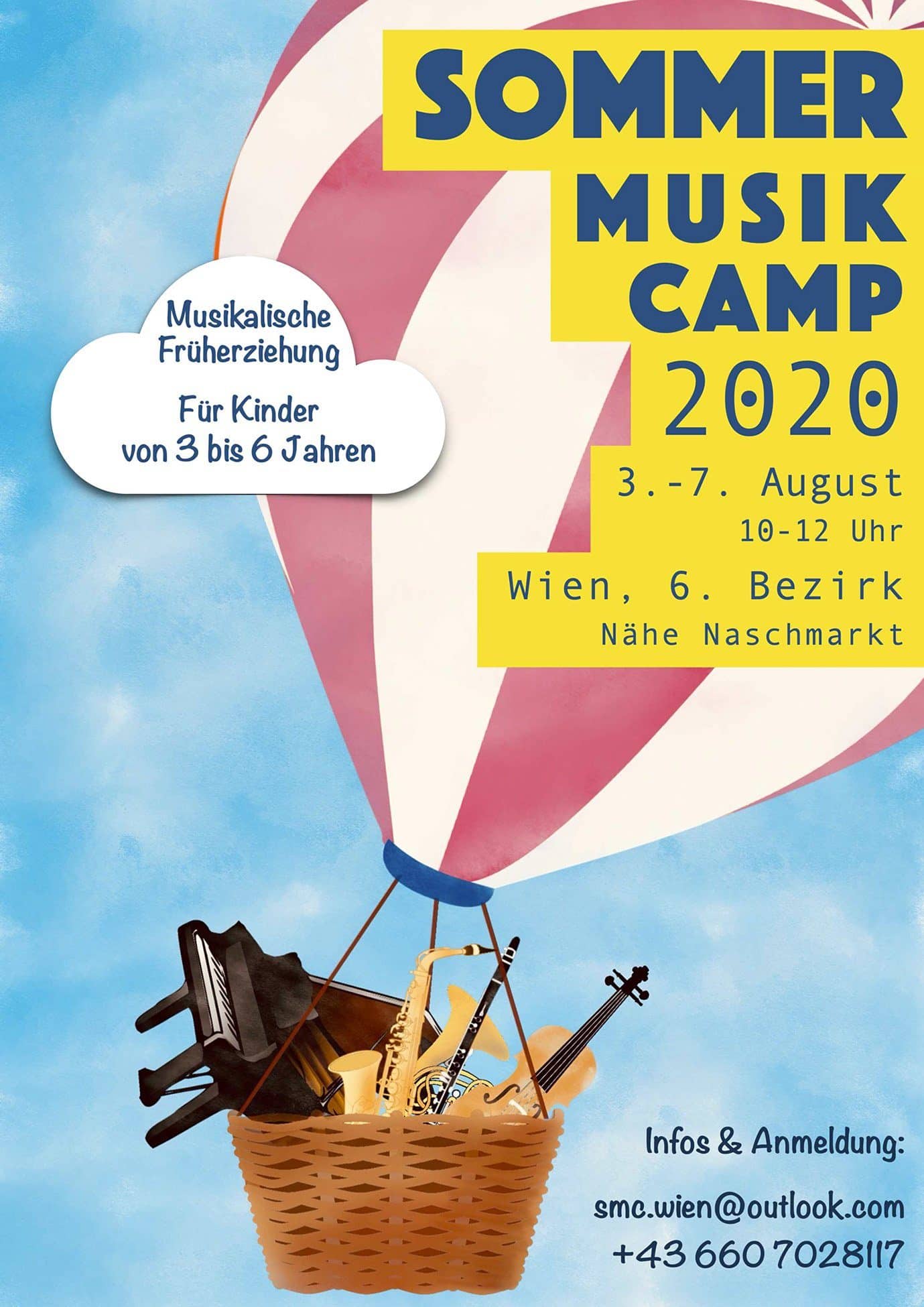 Sommer Music Camp Wien Flyer Sommer Musik Camp in Wien von ausgebildeter Pädagogin Zoryana Antonyak für musikalische Früherziehung