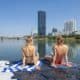 Die Neue Donau in Wien ist ein beliebter Badeort.