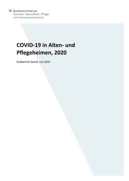 Studie über Covid-19 in Alten- und Pflegeheimen durch das Bundesministerium für Soziales