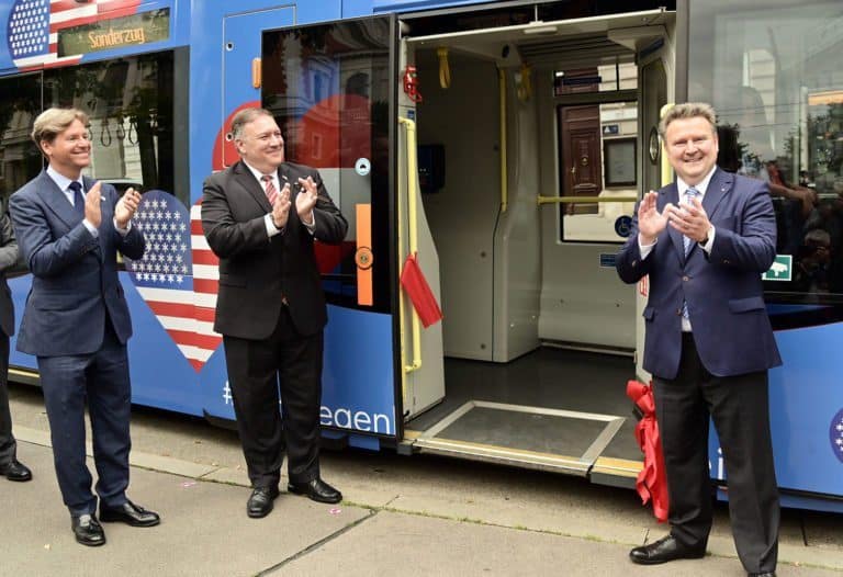 US-Botschafter Mike Pompeo, US-Außenminister Trevor Traina trafen Bürgermeister Michael Ludwig