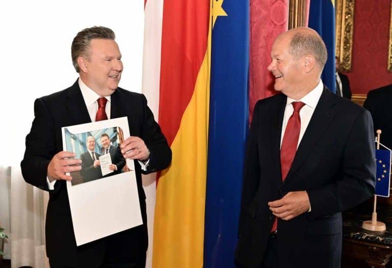 Bürgermeister Ludwig mit Vizekanzler und Finanzminister von Deutschland, Olaf Scholz