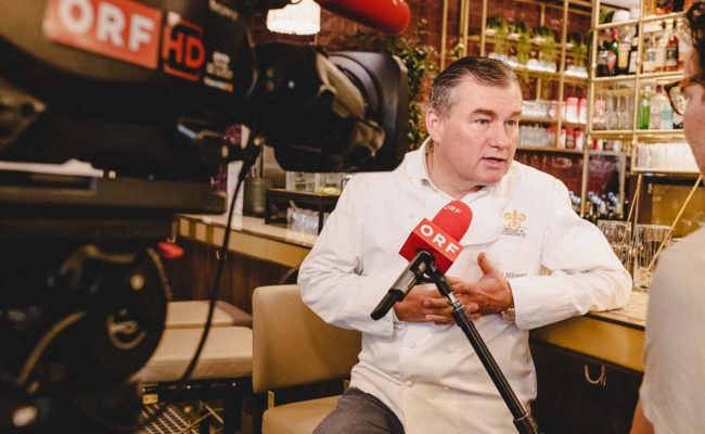 Wiener Restaurantwoche 2020 Kick-Off Event im Vienna Hilton, wo Toni Mörwald dem ORF ein Interview gab