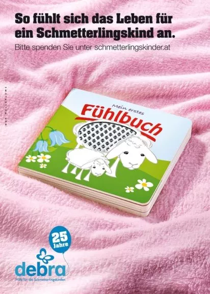 Fühlbuch-Sujet von GGK Mullenlowe für Debra Austria