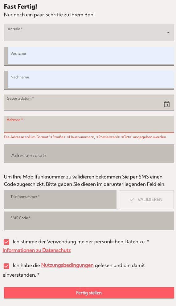 Bestellformular für Reparaturgutschein