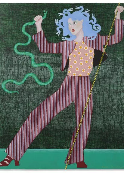 Kiki Kogelnik "Superserpent", 1974, Öl und Acryl auf Leinwand