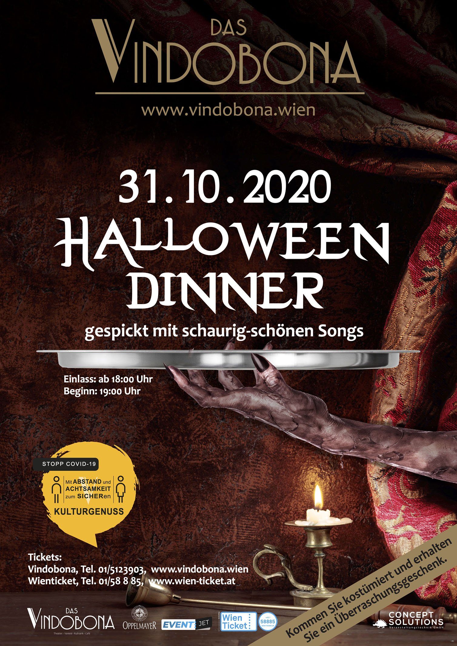 Halloween Dinner mit Showprogramm im Vindobona