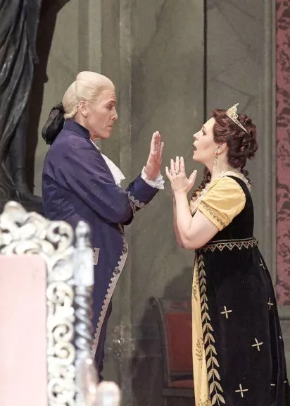 Thomas Hampson und Sondra Radvanovsky in der Oper Tosca an der Wiener Staatsoper