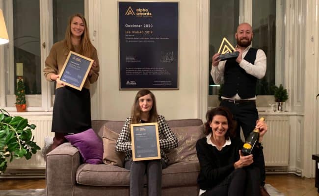 Kristina Csar, Cosima Serban, Ursula Gastinger und Markus Plank von iab mit Alpha Awards 2020