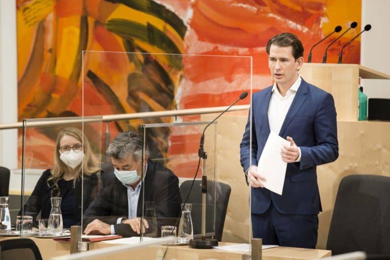 Bundeskanzler Sebastian Kurz anlässlich der 75. Sitzung des Nationalrates