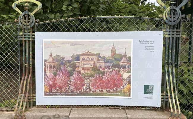 Ansicht vom historischen Cafe-Restaurant im Türkenschanzpark