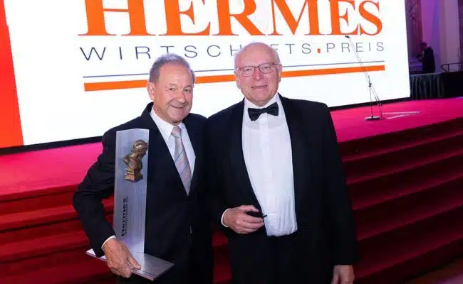 Norbert Zimmermann und Claus Raidl anlässlich der Verleihung der Hermes Wirtschaftspreise