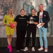 Moderatorin Anna Kratki, Johanna Erd und Elisabeth Weber-Eberhardt von Dentsu und Gastgeber Josef Almer.