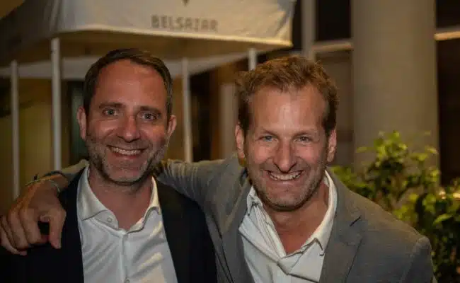 Niko Papst, Marketingclub und Comedian Andreas Ferner beim Goldbach Austria Sommerfest 2023.