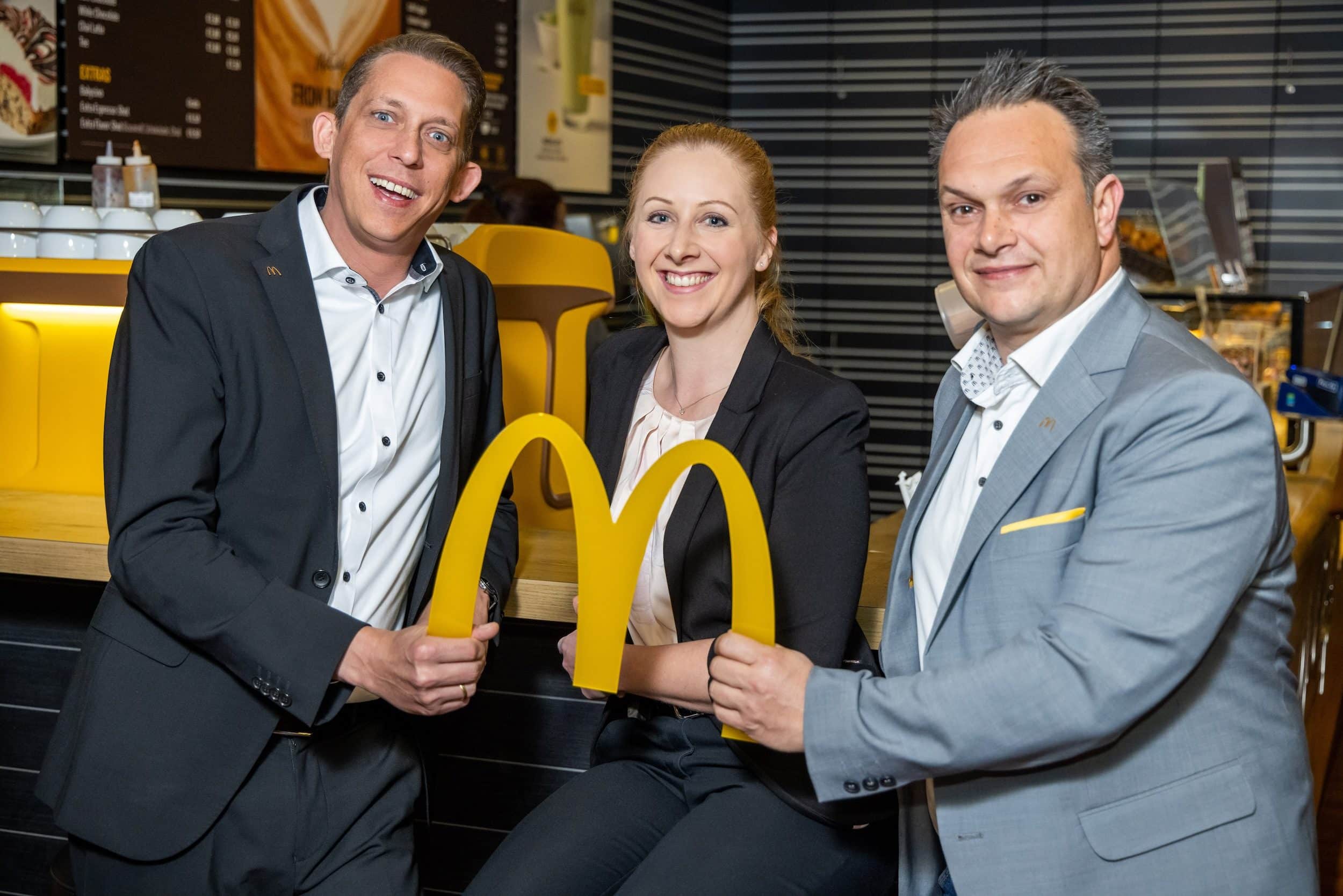 McDonald’s Restaurants Franchisenehmer Harald Marschalek mit Christina Zeiler und Mario Wutzel.