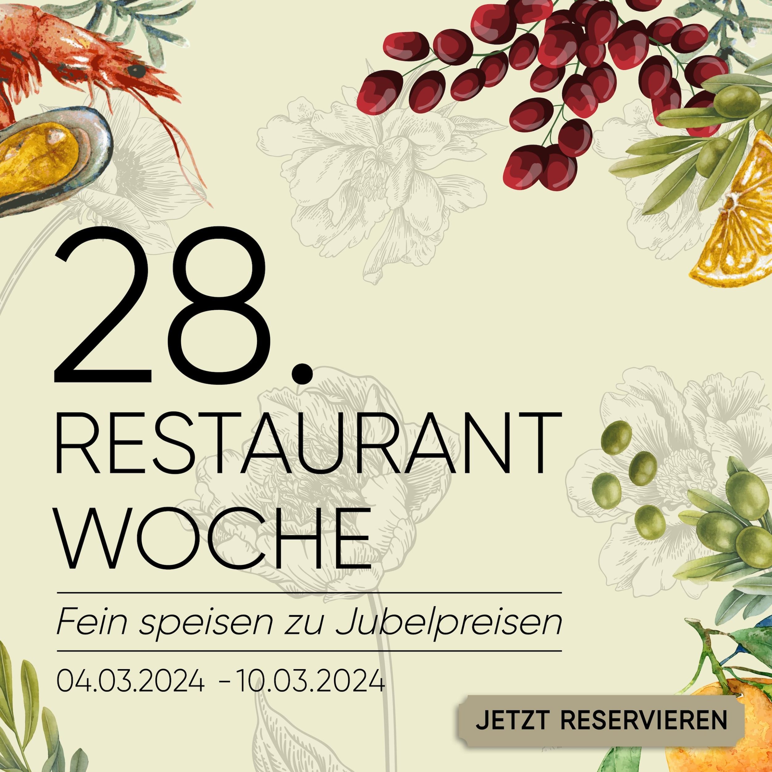 Vom 4. März bis 10.März 2024 findet die 28.Restaurantwoche in Österreich, Wien statt.