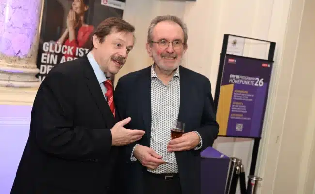 Werner Gruber und Fritz Hausjell bei der Programmpräsentation von ORF III Werner Gruber und Fritz Hausjell bei der Programmpräsentation von ORF III