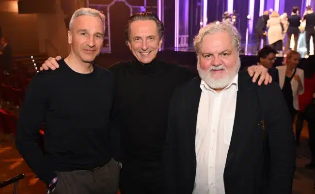 Medienvertreter bei ORF-III-Programmpräsentation Martin Distl, Christian Rainer und Johannes Bruckenberger beim ORF-III-Event