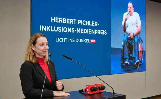 Ines Stilling (Präsidentin des Vereins Licht ins Dunkel) bei der Herbert Pichler-Inklusions-Medienpreis Verleihung 2026
