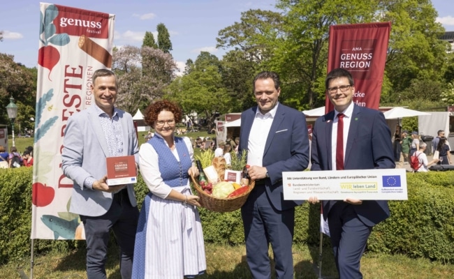 Markus Hillebrand, Elisabeth Zehetner, Norbert Totschnig und Lorenz Mayr beim GENUSS-FESTIVAL in Wien