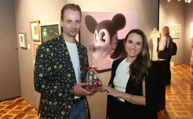 Philipp Heytmanek und Lisa Koroschetz bei der Eröffnung der Art Austria 2026.