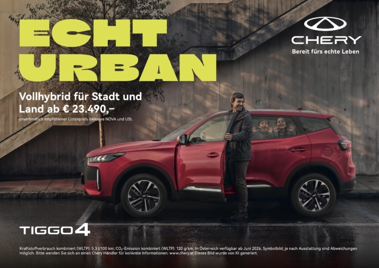 Werbesujet von GGK MullenLowe für den Chery Tiggo 4 Vollhybrid