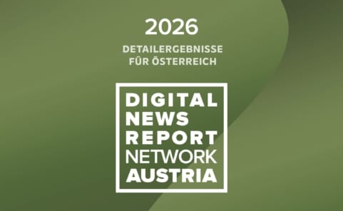 Titelblatt des Digital News Report Austria 2026 mit grünem Hintergrund und Logo der Studie