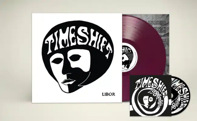 Albumcover und Vinyl-Ausgabe von „Libor“, dem neuen Studioalbum der Wiener Band Timeshift.
