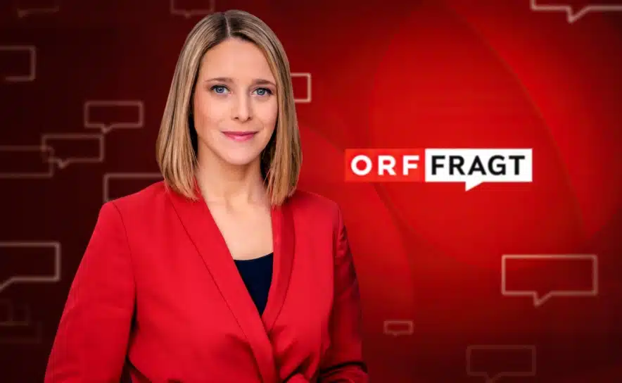 Moderatorin Mariella Gittler präsentiert die Ergebnisse der ORF-Onlineumfrage.