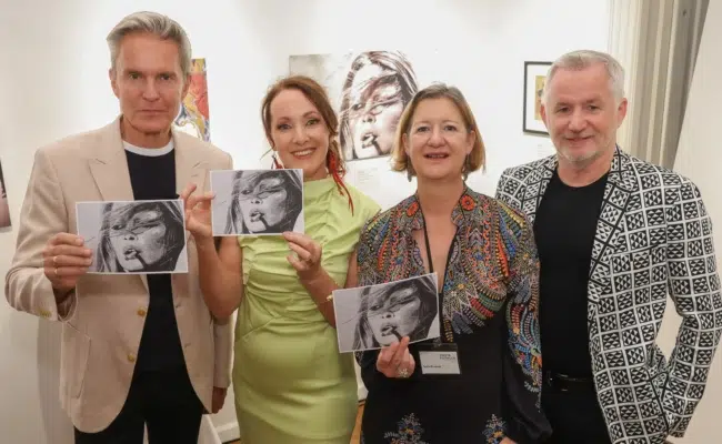 Vernissage von Sabine König bei Sylvia Kovacek Alfons Haider, Sabine König, Sylvia Kovacek und Roman Hagara bei der Vernissage.