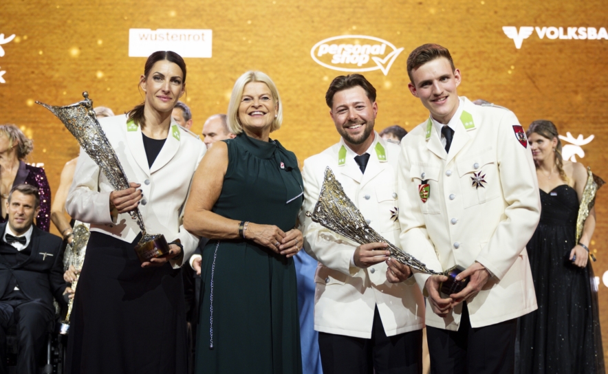 Janine Flock, Klaudia Tanner, Nico Haberl und Johannes Aigner bei der Sporthilfe-Gala 2026.